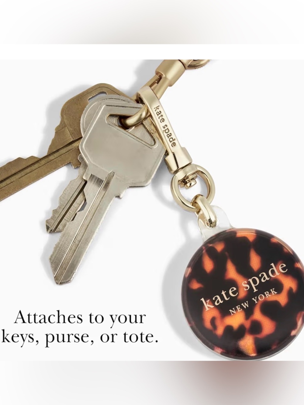 kate spade Tortoiseshell Round Key & Card Holder with Gold Hardware - Picture 3 of 3